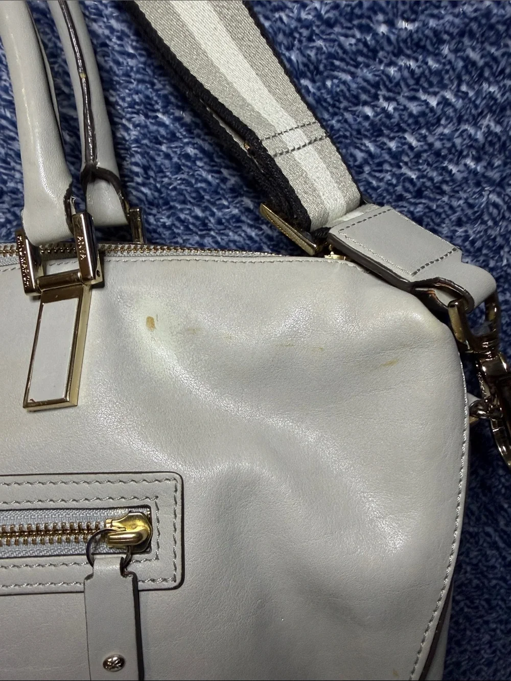 Anya Hindmarch Cream Leather Satchel with Gold Hardware
